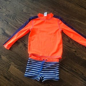 Boys bathing suit and rash guard set